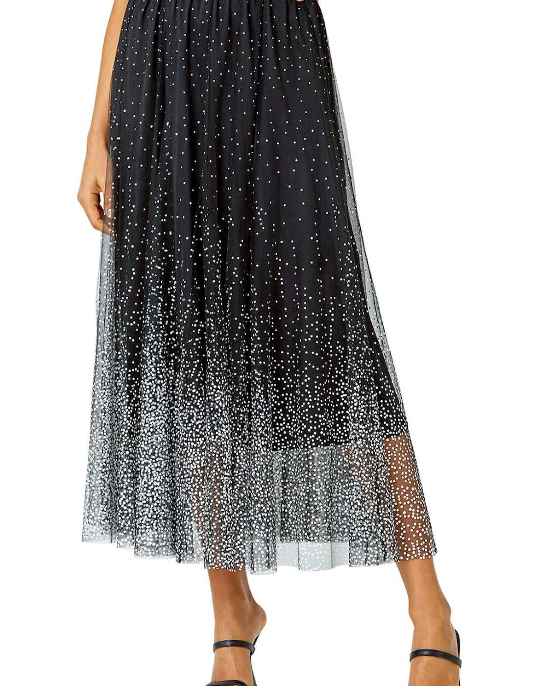 Polka Dot Print Elasticated Mesh Skirt, 2 of 1