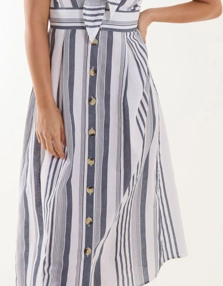 Tie Front Button Through Midi Dress