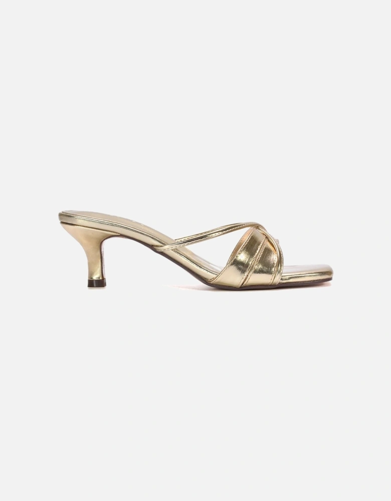'Claudia' Mid Heeled Sandal Slip On Mules With Square Toe