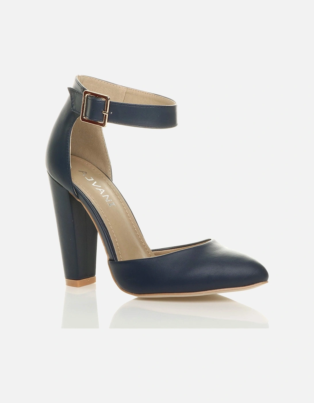 High Block Heel Ankle Strap Pointed Toe  2 Part Heels, 2 of 1