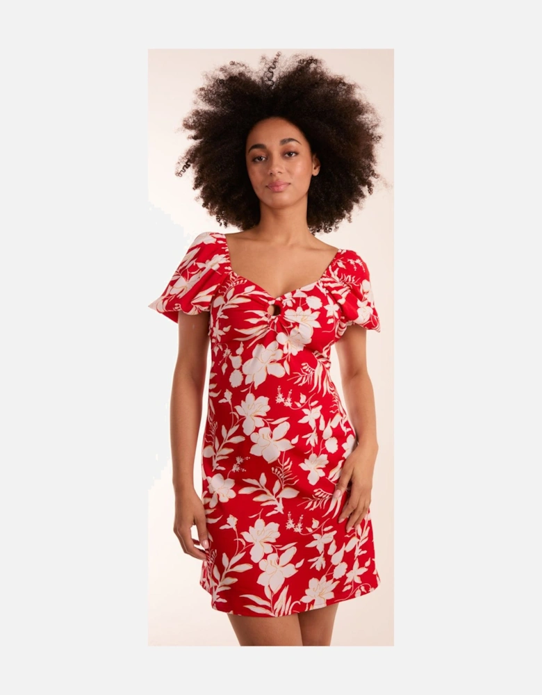Ring Detail Milkmaid Mini Dress