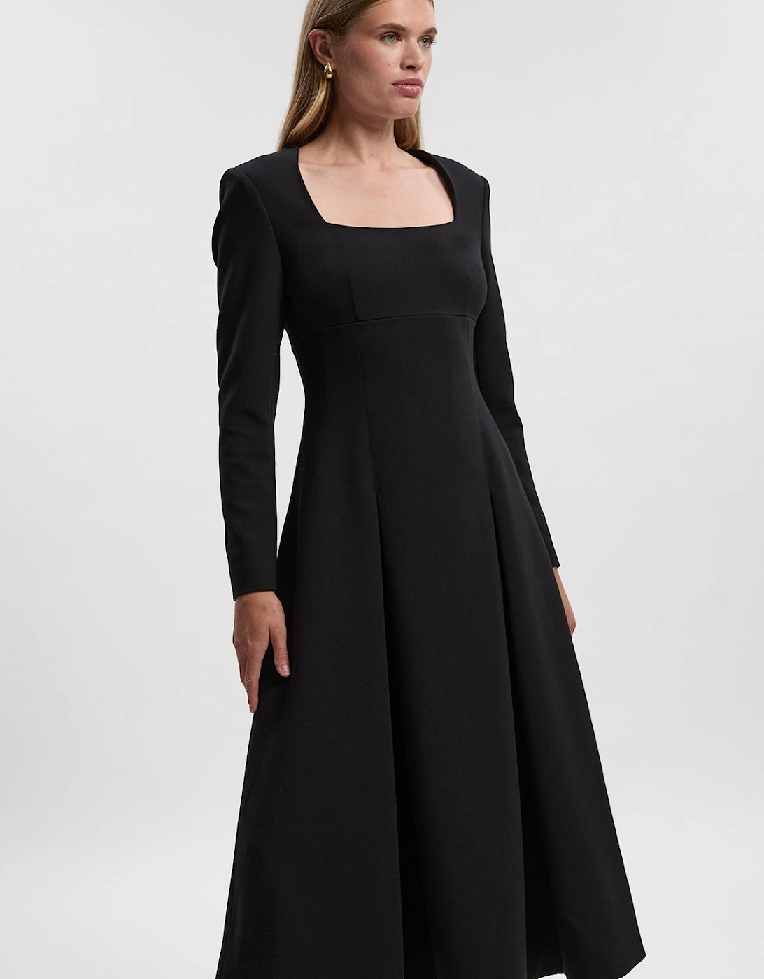 Petite Compact Stretch Sweetheart Neckline Midi Dress, 2 of 1
