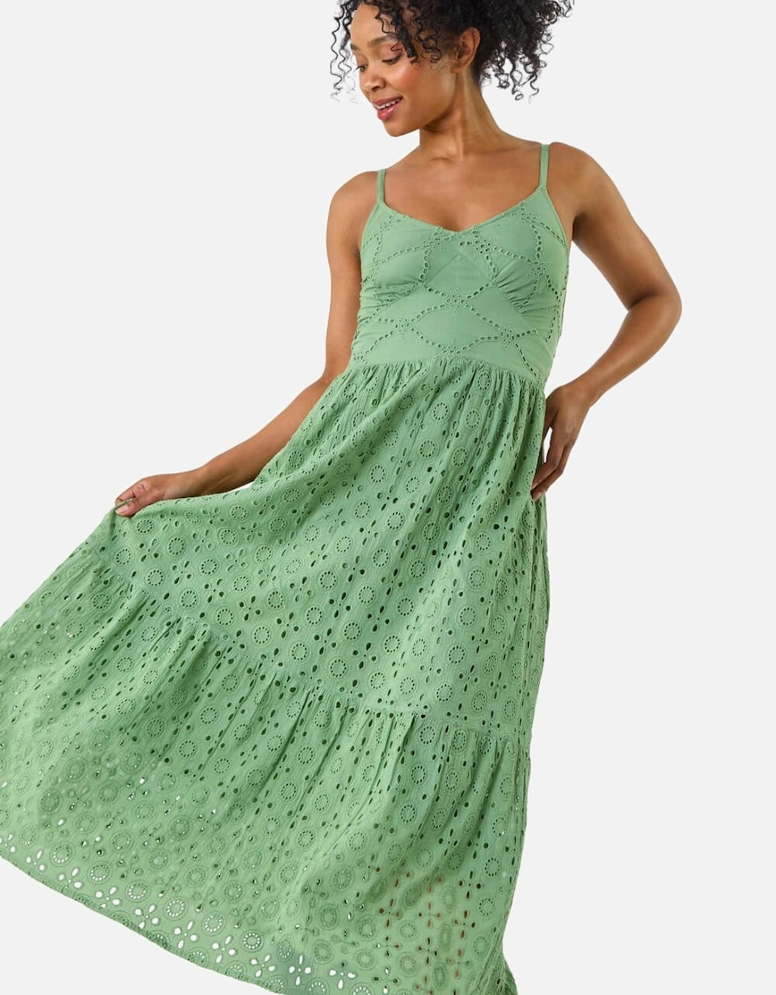 Petite Broderie Strappy Maxi Dress, 2 of 1