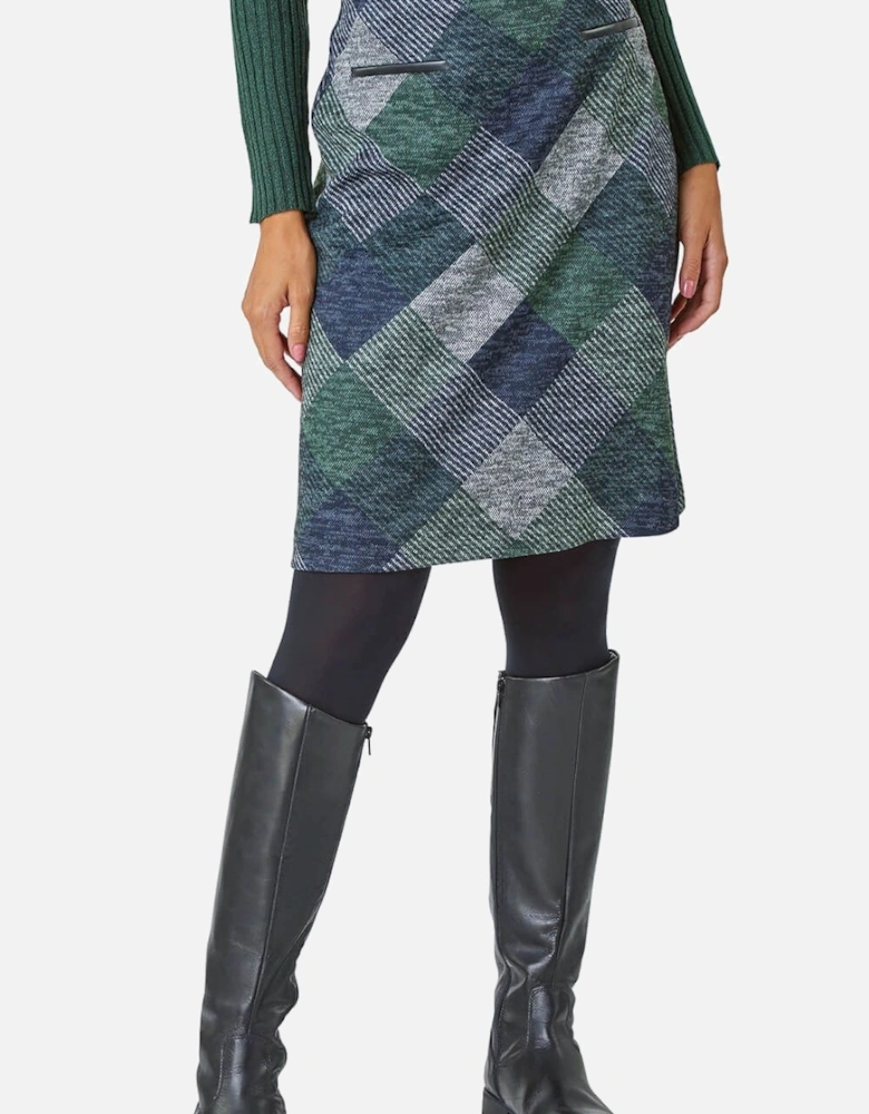 Check Print Pocket Stretch A line Skirt