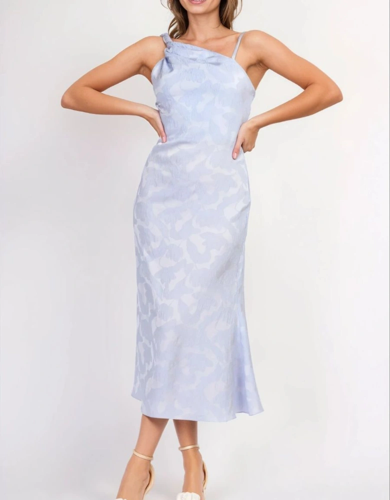iSKA Blue Floral Satin Twist Detail Midaxi Dress