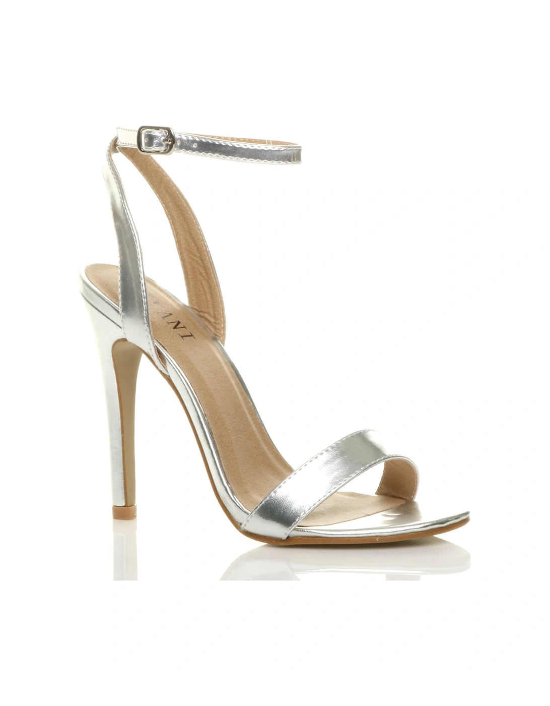 High  Heel Ankle Strap Barely There Faux Leather Heeled Sandals, 2 of 1