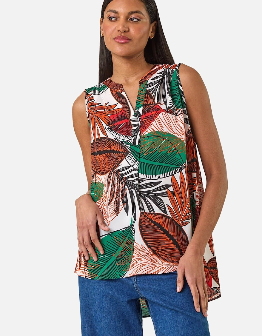 Leaf Print Pleated Vest Top, 2 of 1
