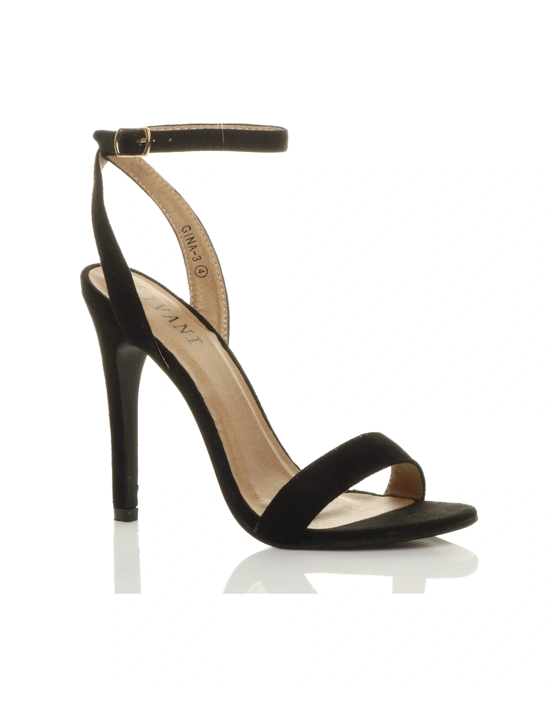 High  Heel Ankle Strap Barely There Faux Suede Heeled Sandals, 2 of 1