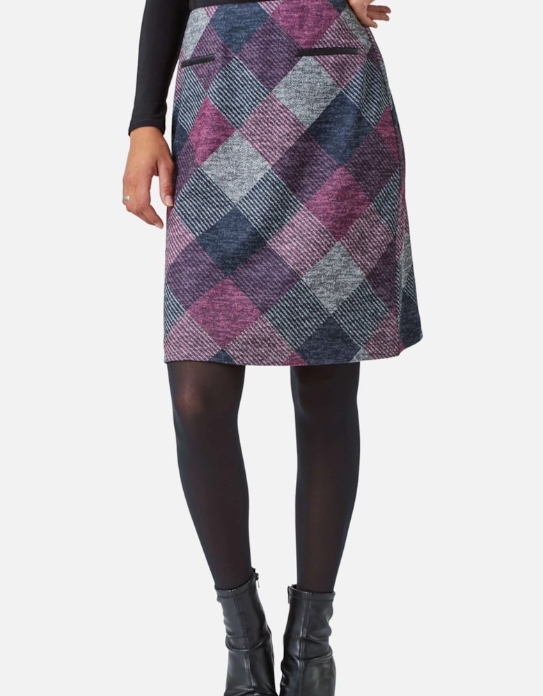 Check Print Pocket Stretch A line Skirt