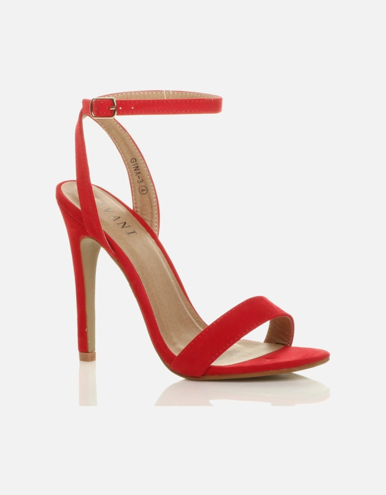 High  Heel Ankle Strap Barely There Faux Suede Heeled Sandals