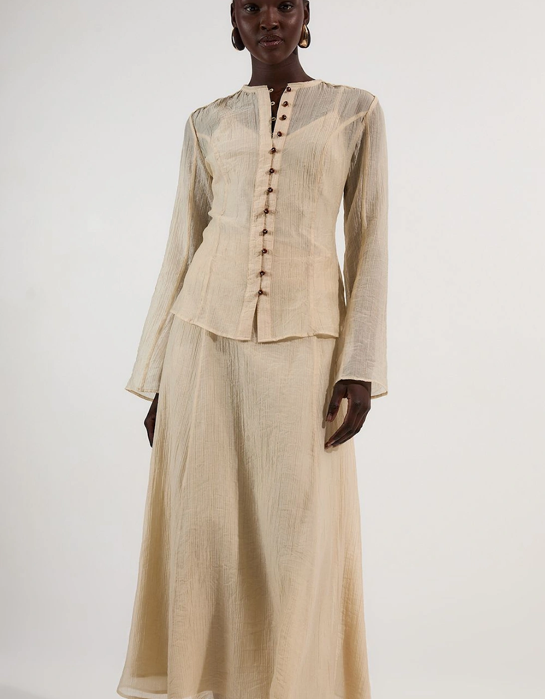 Crinkle Georgette Woven Maxi Skirt, 2 of 1
