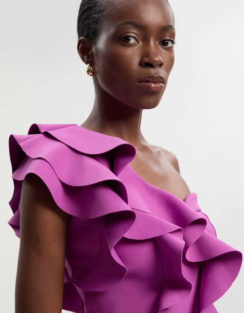 Scuba Draped Ruffle Woven Corset Top