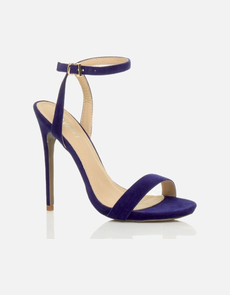 High  Heel Ankle Strap Barely There Faux Suede Heeled Sandals
