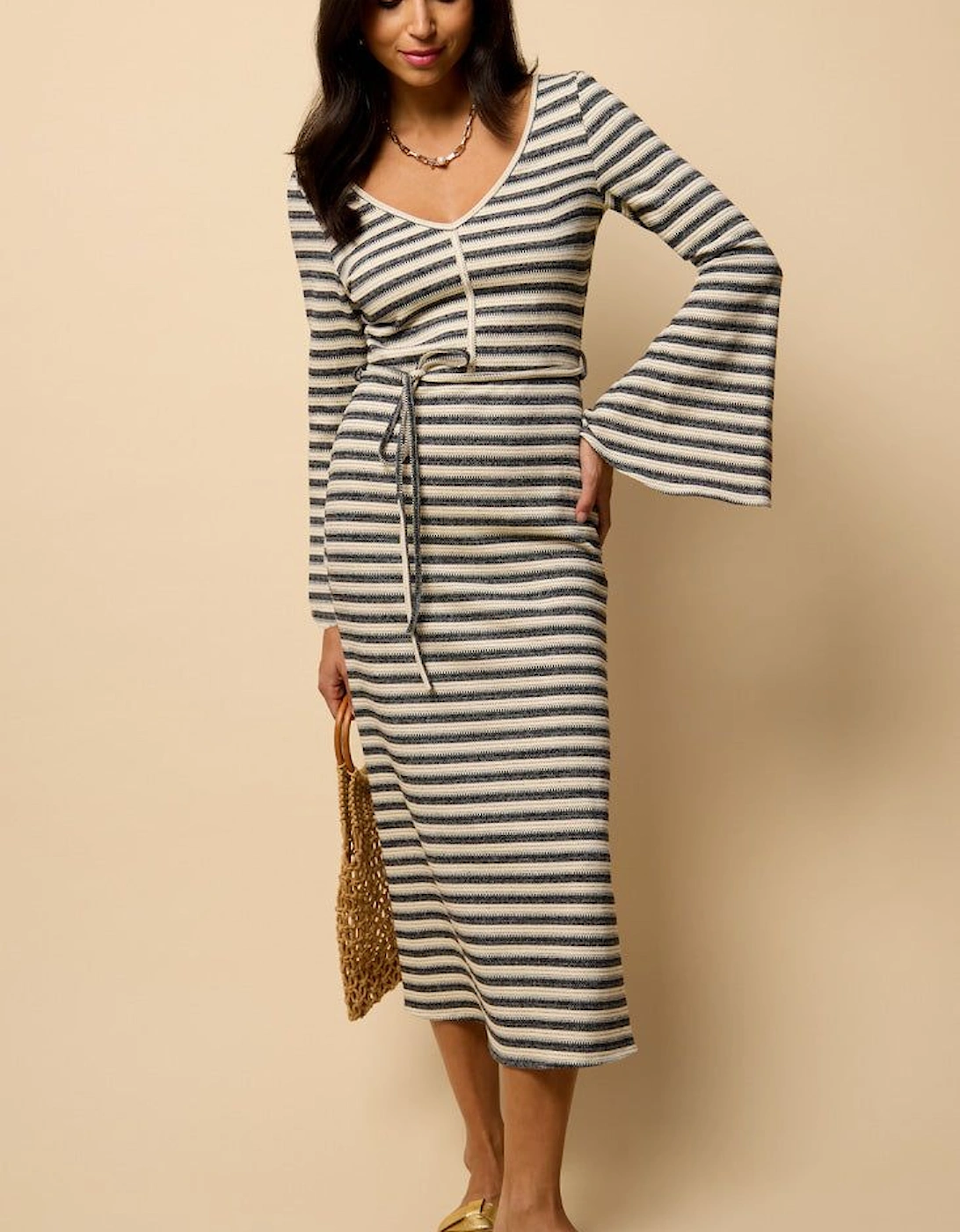 Striped Knitted Midaxi Dress, 2 of 1