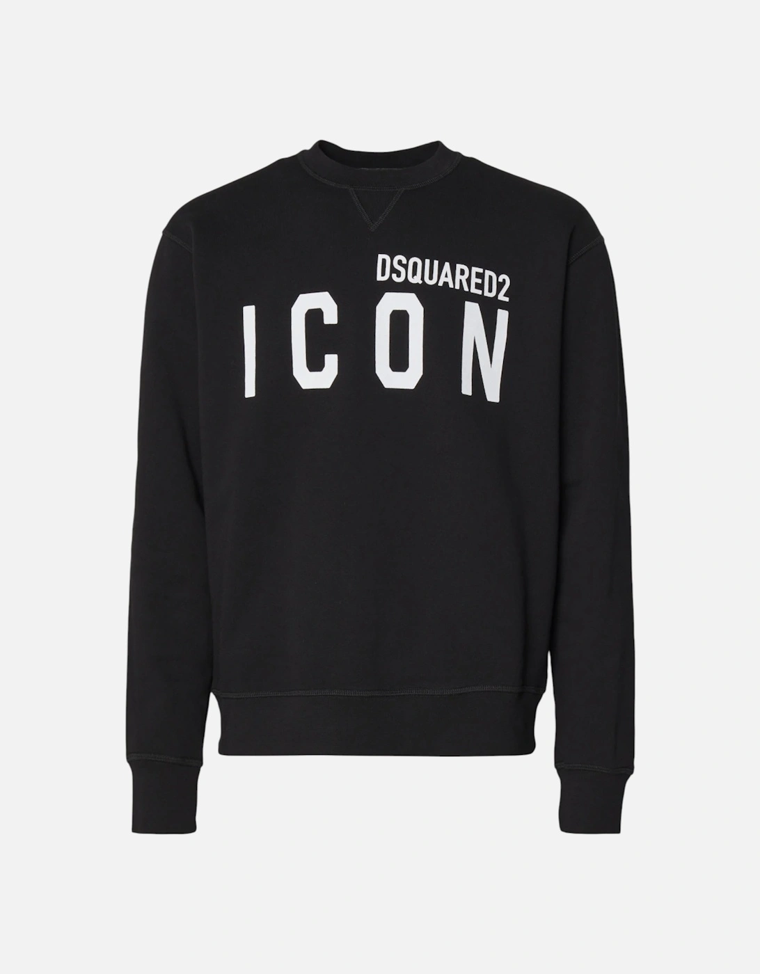 Mens Sweatshirt Icon Pullover Crew Neck Jumper Cotton Black Cool Fit