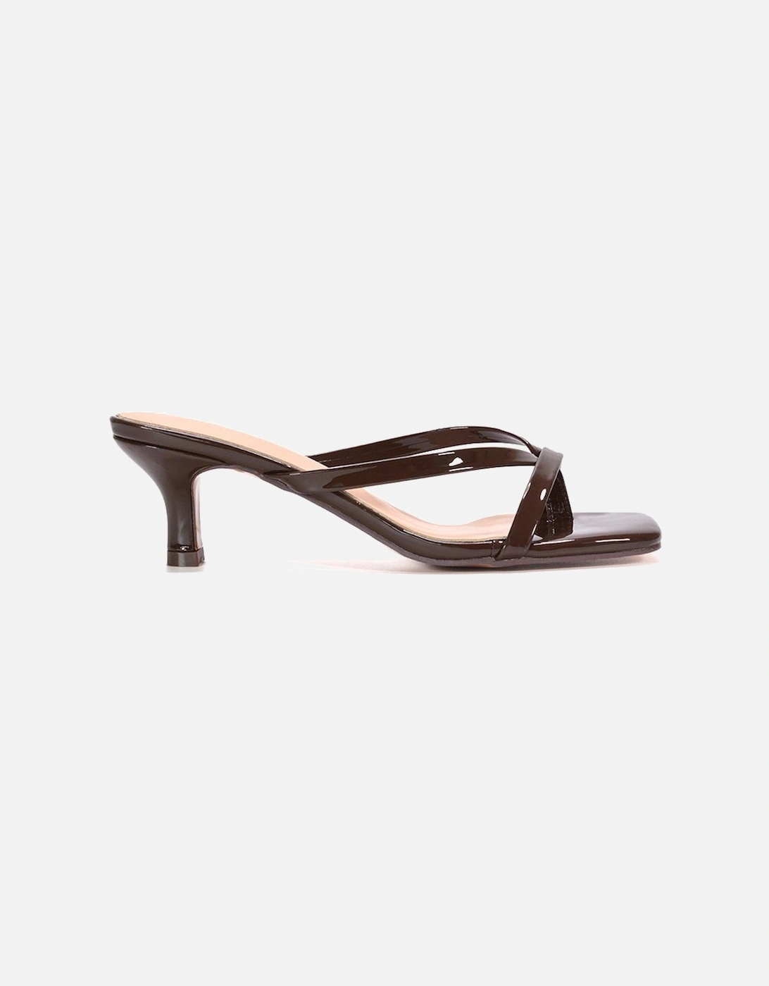 'Tiana' Slip On Mid Kitten Heel Mules Square Toe Sandals, 2 of 1