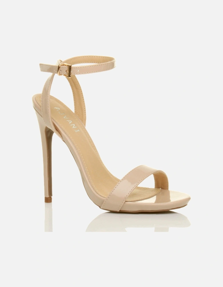 High  Heel Ankle Strap Barely There Patent Heeled Sandals