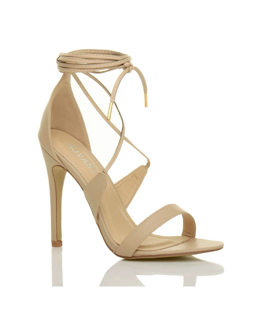 High  Heel Tie Up Barely There Sandals  Strappy Heels, 2 of 1