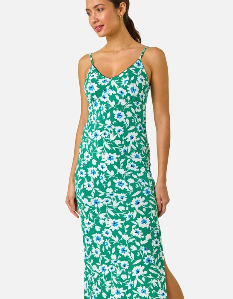 Floral Strappy Stretch Midi Dress