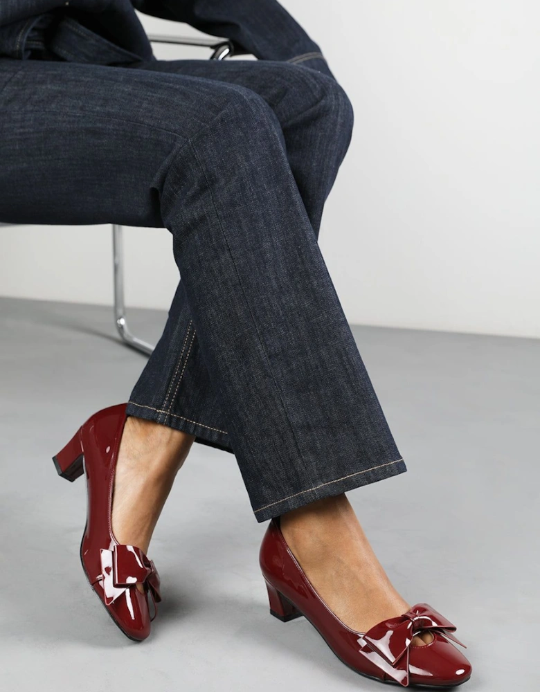 'Hope' Mid Heel Court Shoes With Bow Detail