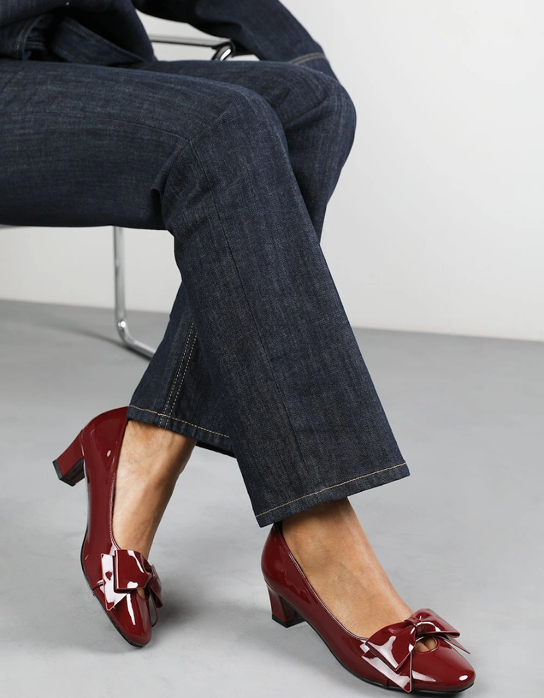 'Hope' Mid Heel Court Shoes With Bow Detail, 2 of 1