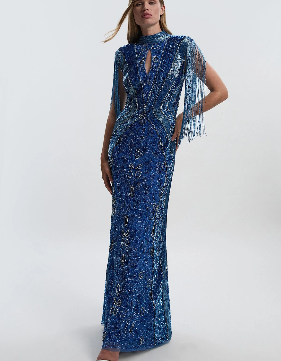 Petite Premium Embellished Beaded Cap Sleeve Woven Maxi Dress, 2 of 1