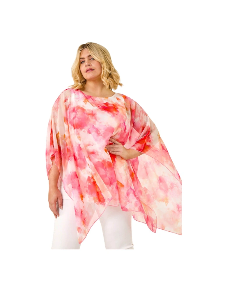 Curve Watercolour Print Overlay Top