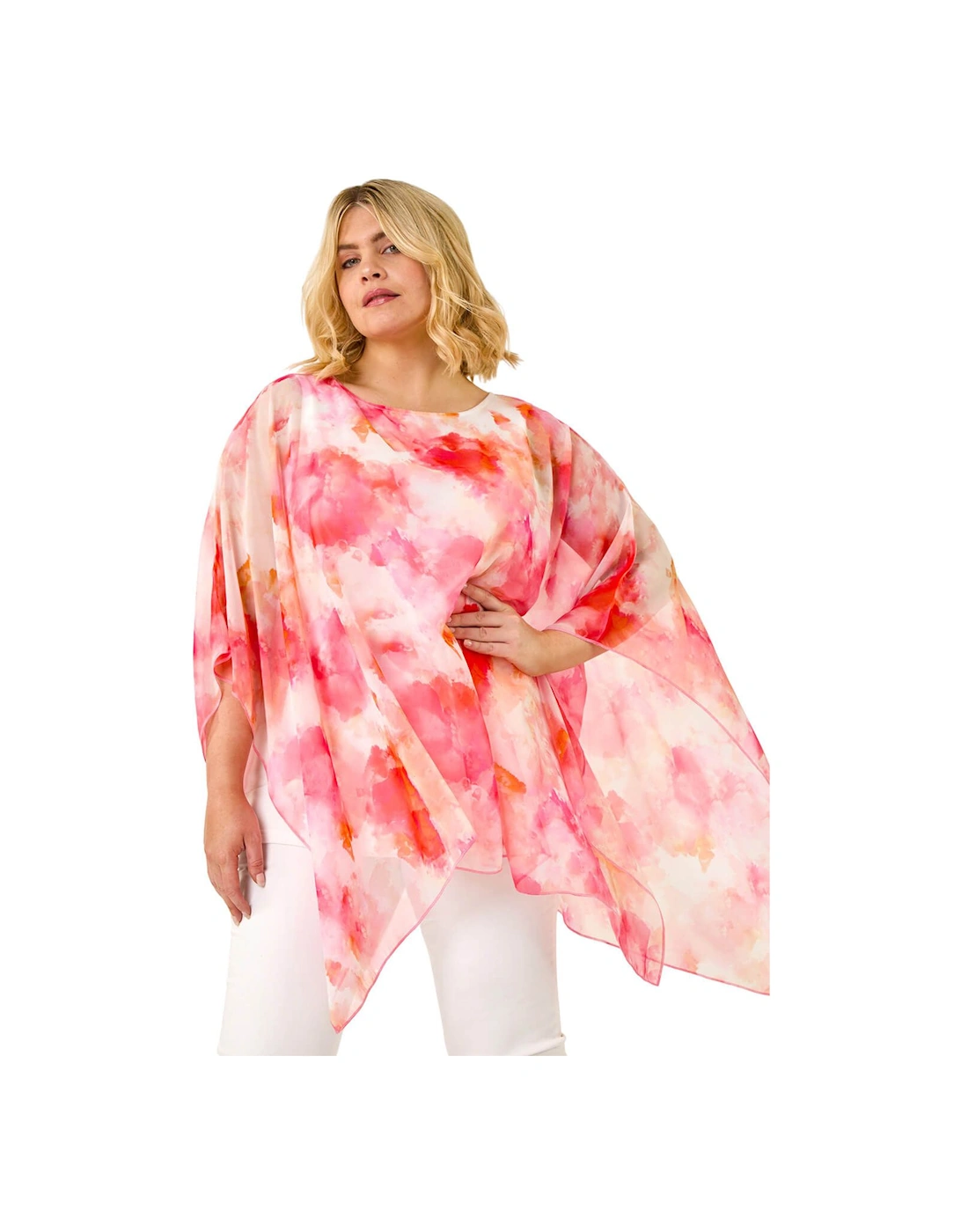Curve Watercolour Print Overlay Top, 2 of 1