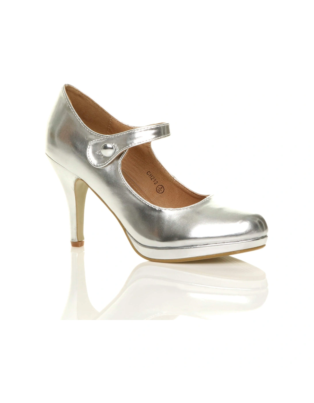 High Slim Heel Mary Jane Faux Leather Court Shoes, 2 of 1