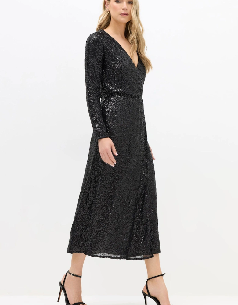 Tall Sequin Wrap Dress