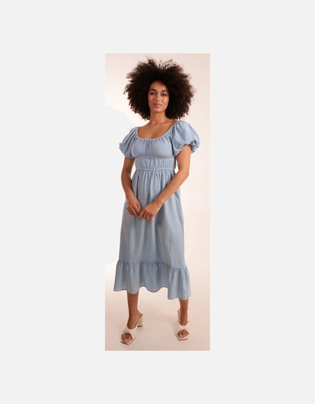 Milkmaid Washed Puff Sleeve Midi Dress, 2 of 1