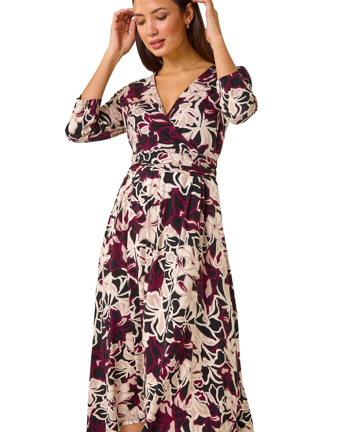 Floral Print Midi Wrap Dress, 2 of 1