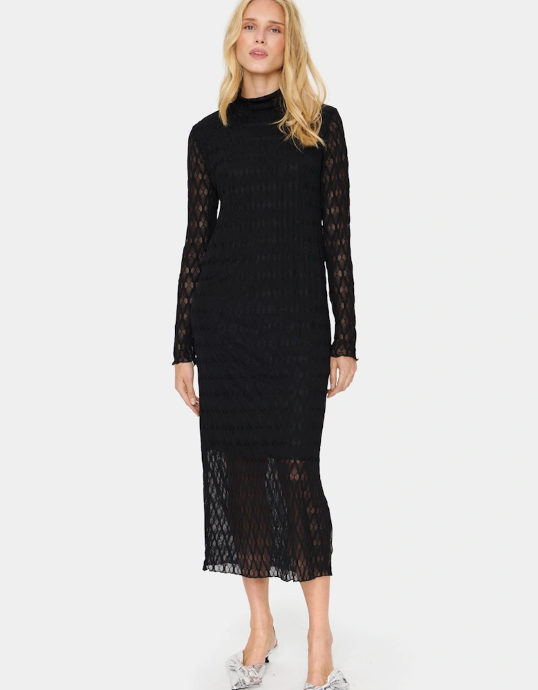 HattieSZ Midi Dress Lace Long Sleeves