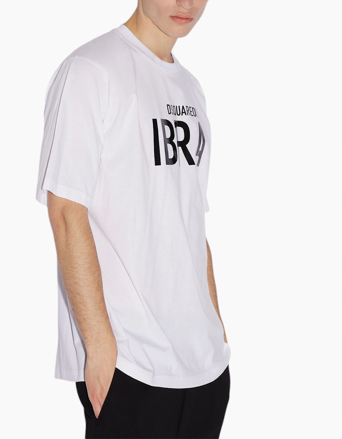 Dsquared2 Men's White T Shirts Shorts Sleeve Crew Neck Graphic Print Casual Cotton New  44 2XL