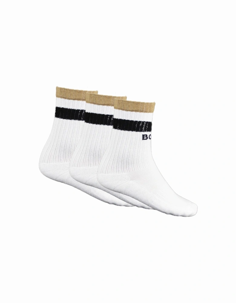 BOSS 3-Pack Qs Rib Iconic Sports Socks, White
