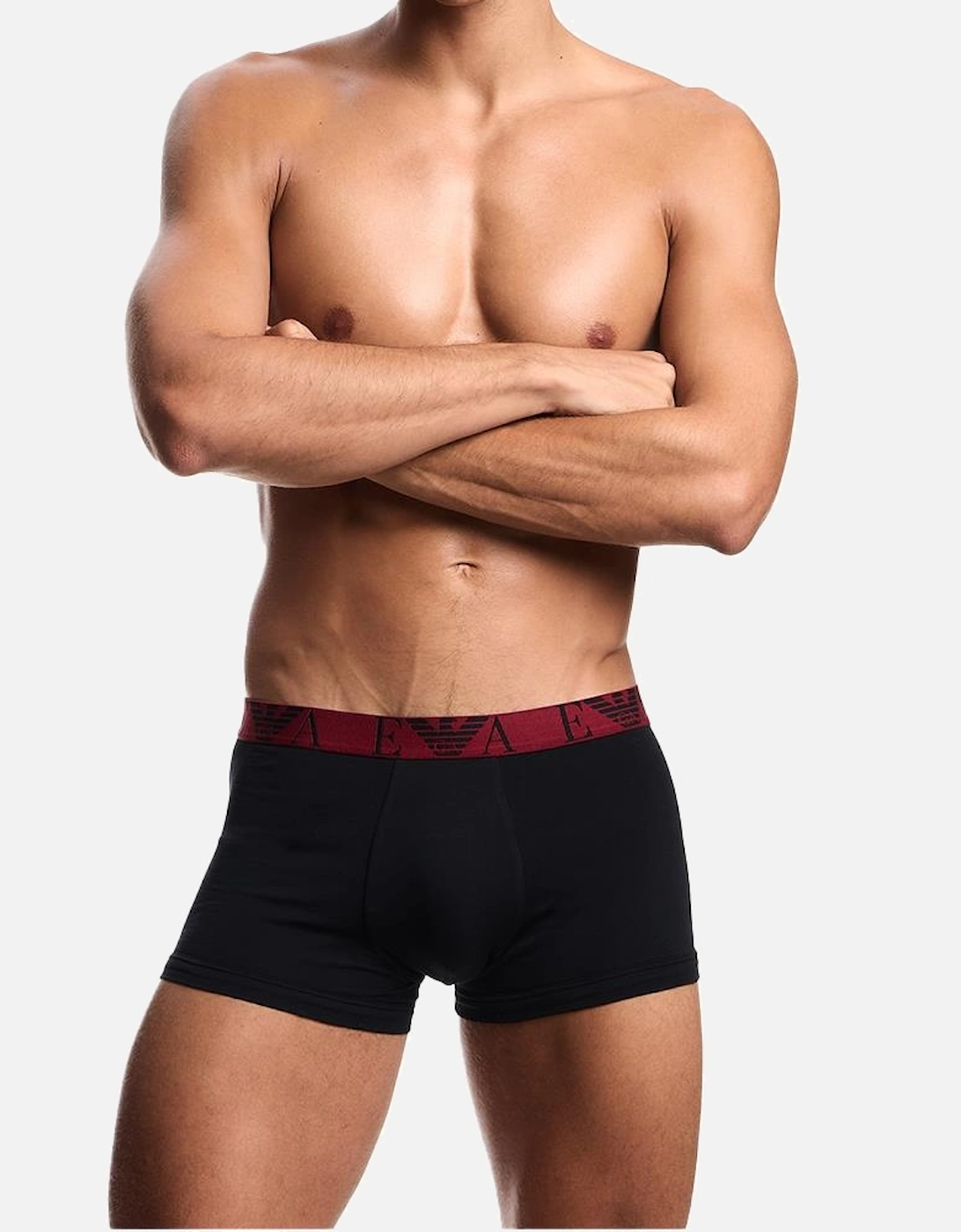 3-Pack Boxer Trunks, Black/Red