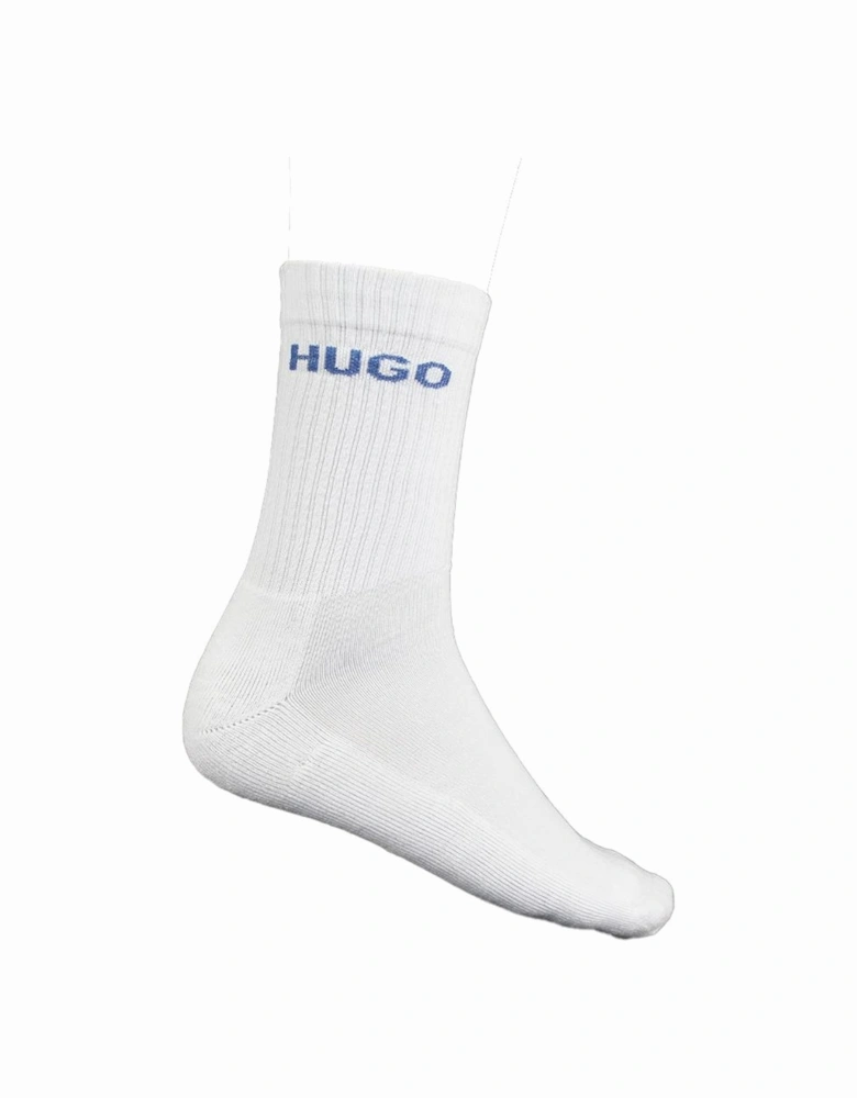 HUGO 6-Pack Rib Logo Sports Socks, Black and White