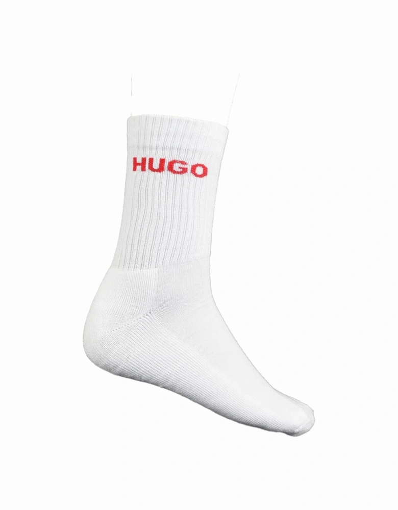 HUGO 6-Pack Rib Logo Sports Socks, Black and White