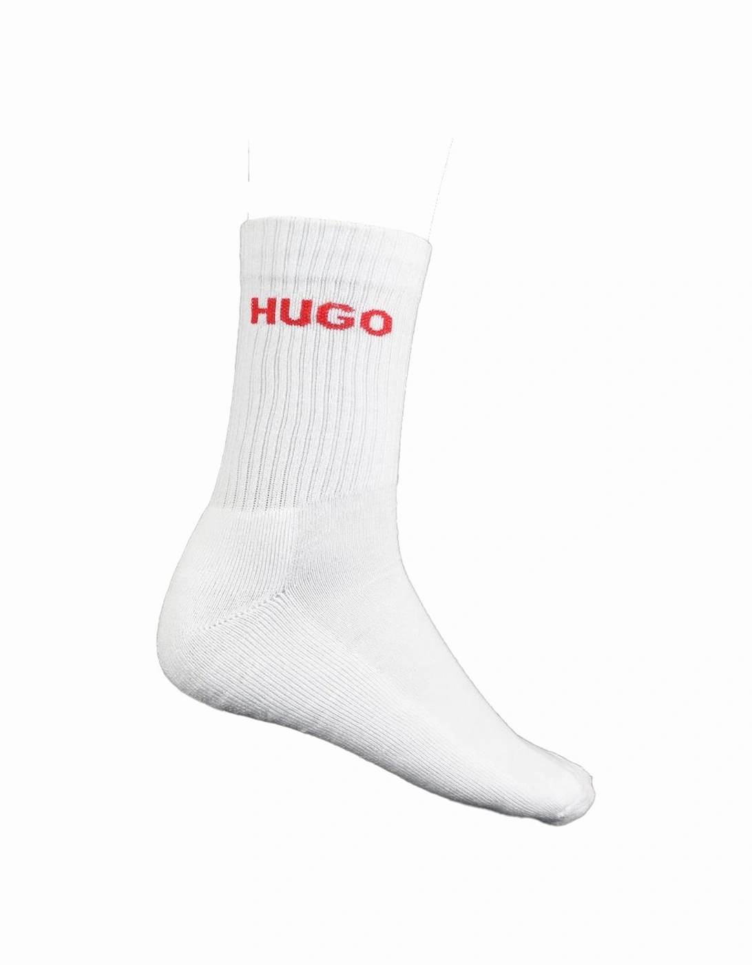 HUGO 6-Pack Rib Logo Sports Socks, Black and White