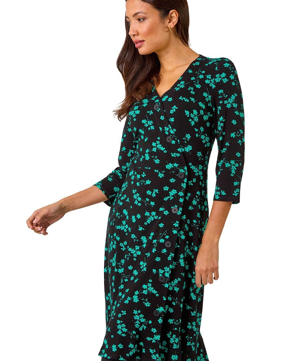 Floral Side Button Dress, 2 of 1