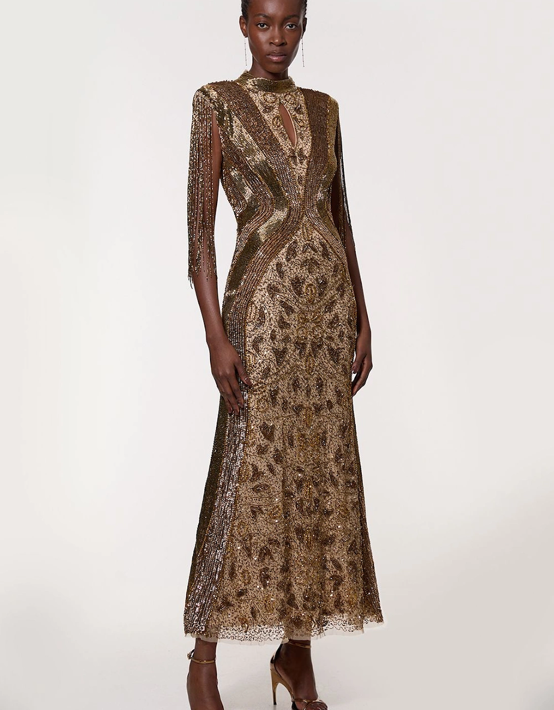 Petite Premium Embellished Beaded Cap Sleeve Woven Maxi Dress, 2 of 1