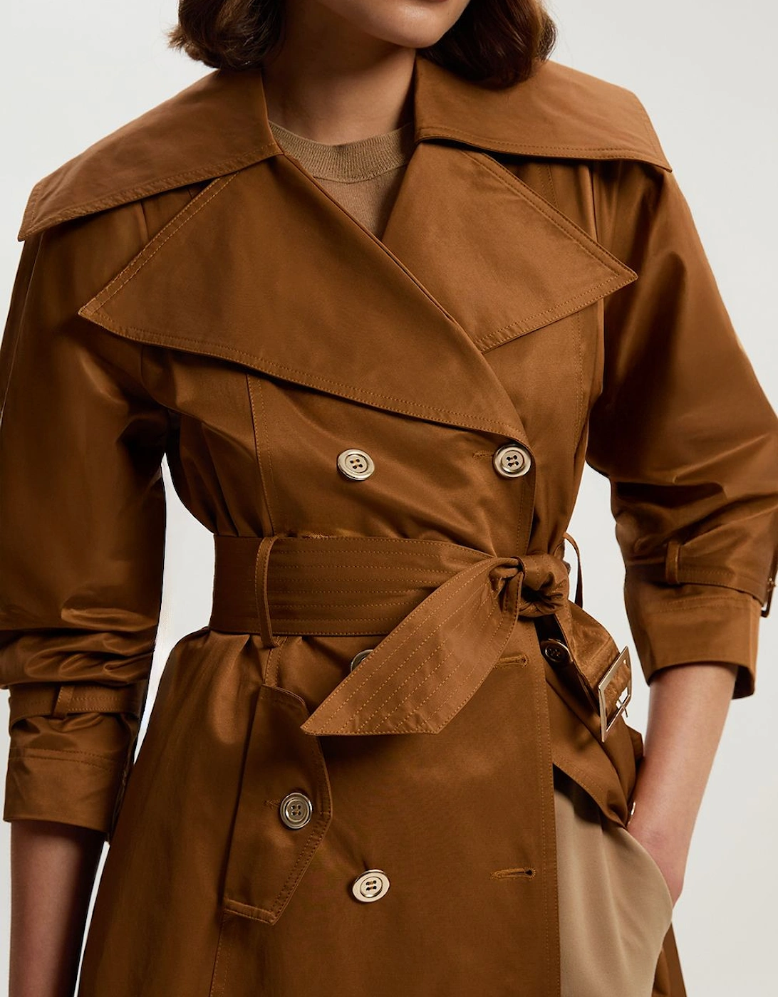 Cotton Sheen Belted Classic Trench Coat, 2 of 1