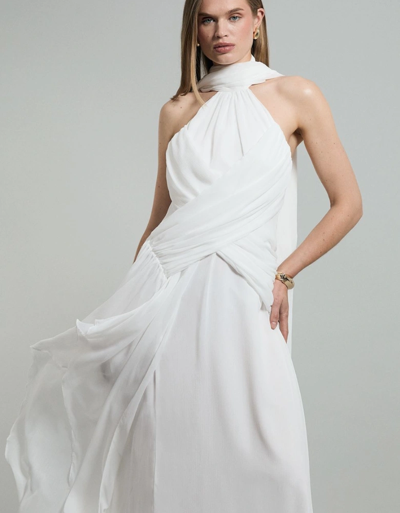 Crinkle Cross Front Georgette Woven Maxi Dress