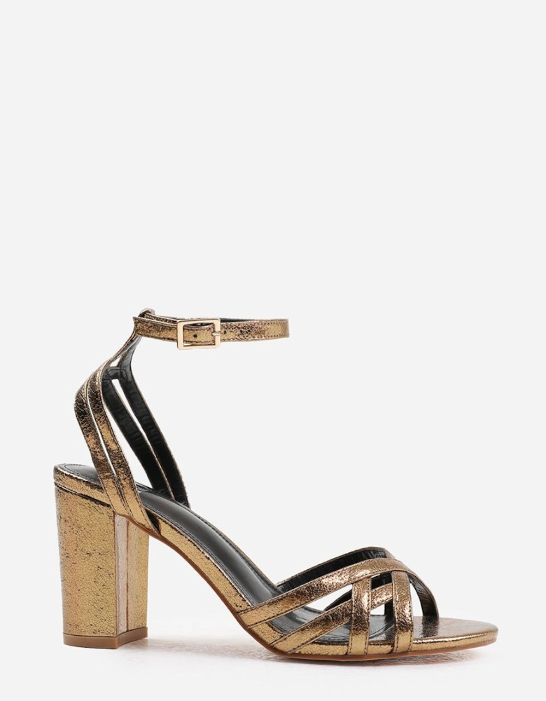 'Joella' Mid Block Heel With Cross Over Strap Detailing