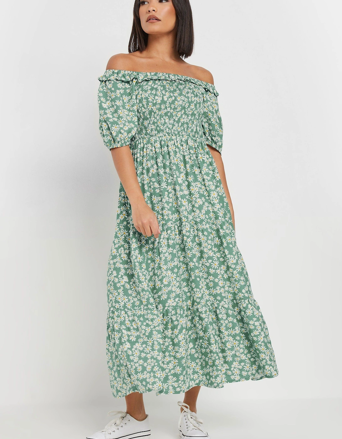 Petite Daisy Print Bardot Dress, 2 of 1