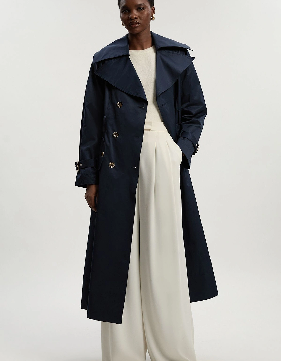 Cotton Sheen Belted Classic Trench Coat, 2 of 1