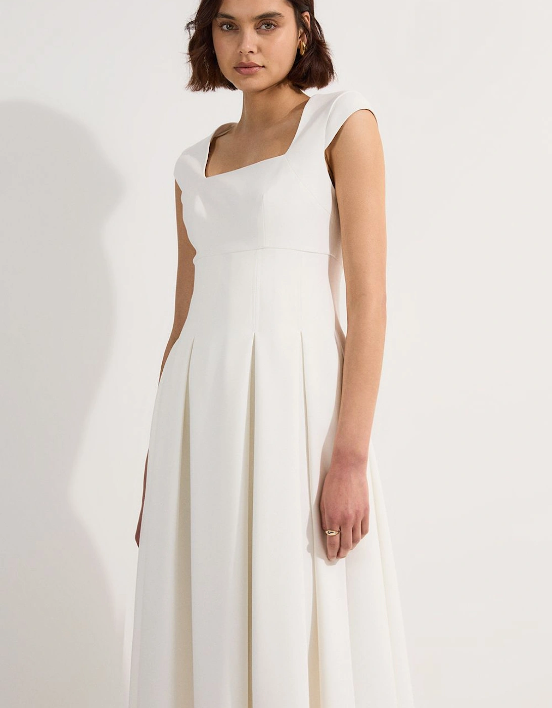Clean Tailored Square Neck Full Skirted Midi Dress, 2 of 1