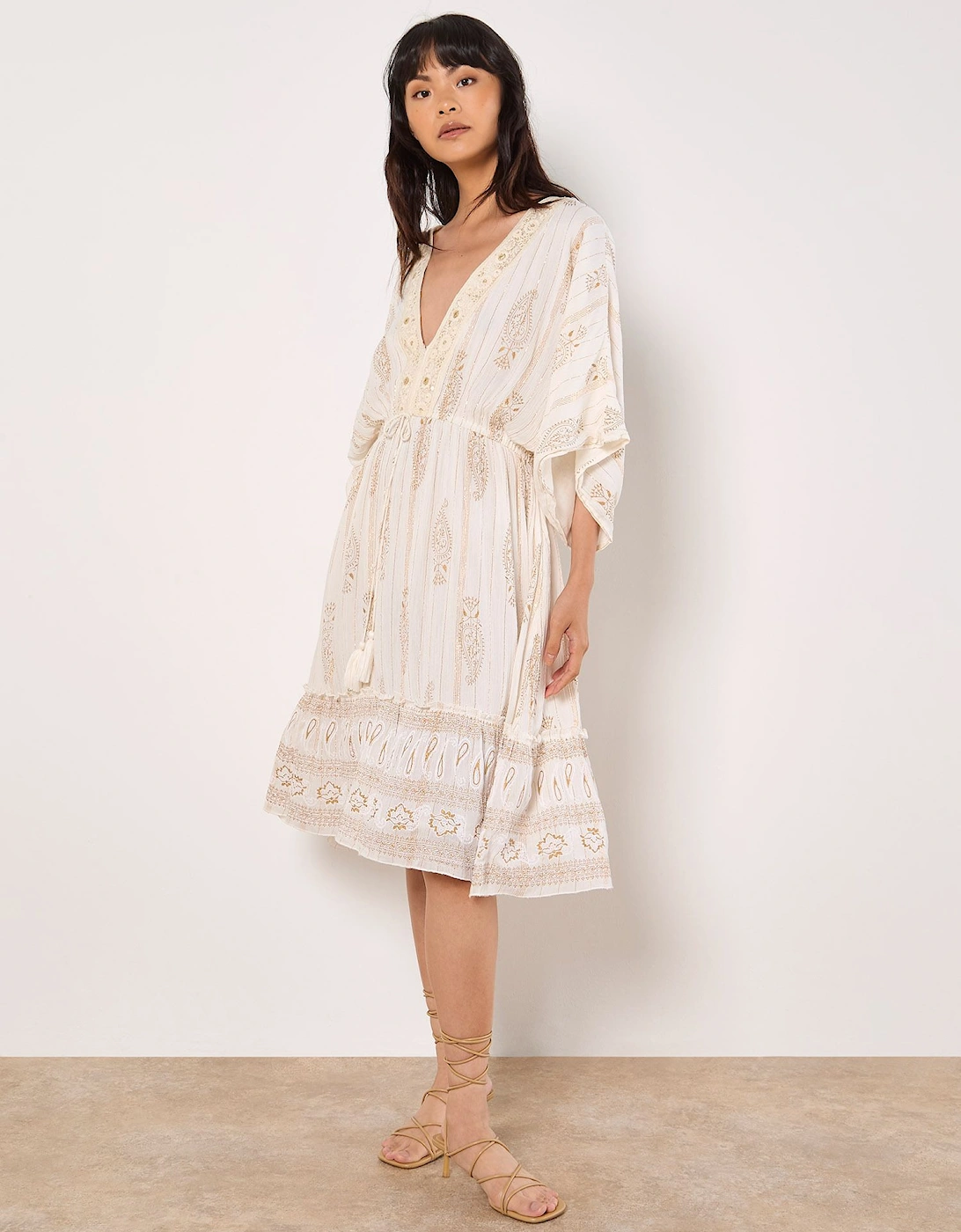 Gold Foil Paisley Midi Dress, 2 of 1