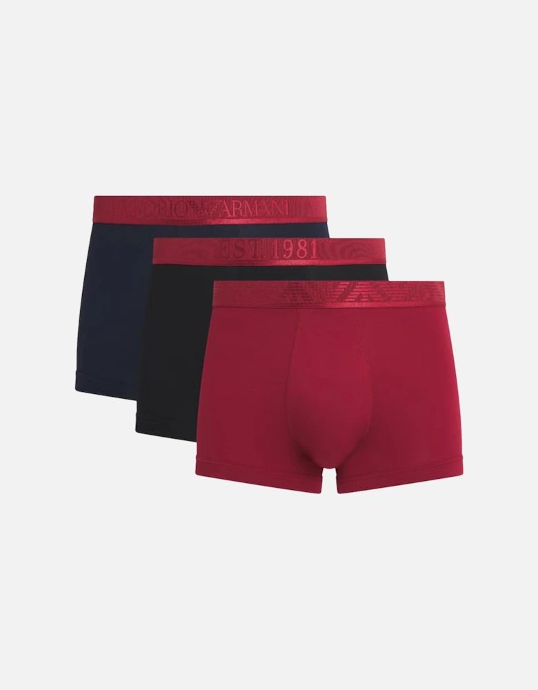 Stretch Cotton Logo 3 Pack Trunks Black/Red