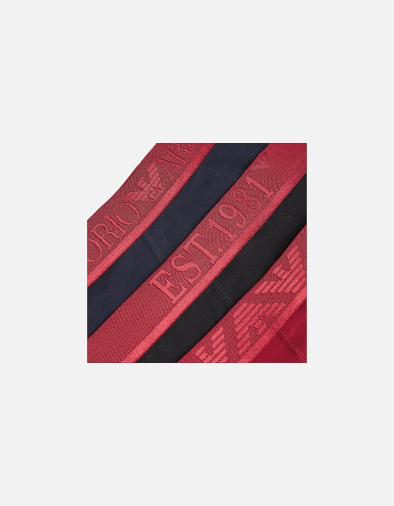 Stretch Cotton Logo 3 Pack Trunks Black/Red